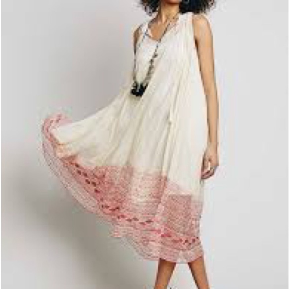 Free People Full Of Love Shapeless Gauze Prairie Midi Boho Dress - Picture 7 of 8